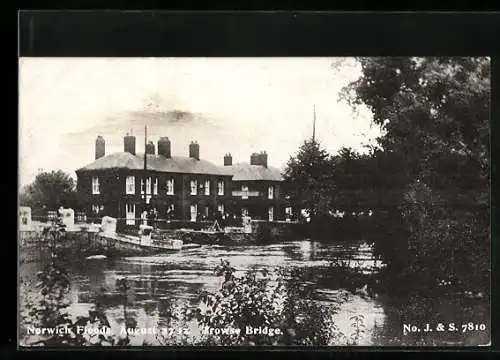 AK Norwich, Flood 1912, Trowse Bridge