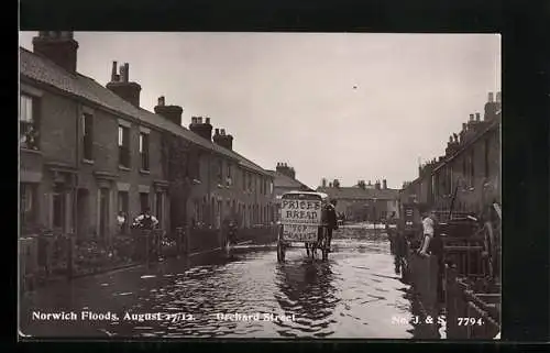 AK Norwich, Floods of August 1912, Orchard Street