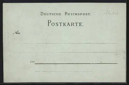 Lithographie Bingen a. Rh., Gesamtansicht und Hotel Goebel mit Uferpartie