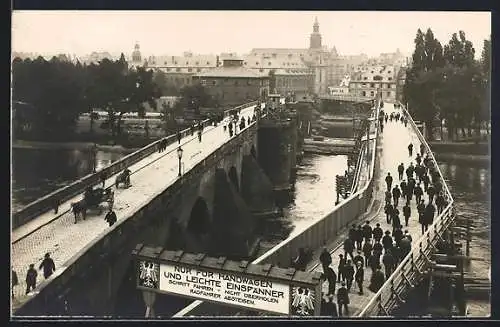 Foto-AK Frankfurt a. M., Umbau Alte Mainbrücke 1906