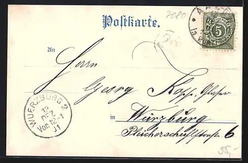 Lithographie Aalen, Aalbäumle mit Aussichtsturm, Marktplatz, Schubart-Denkmal