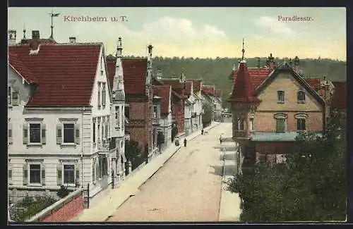 AK Kirchheim u. T., Paradiesstrasse mit Passanten