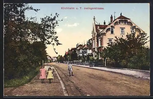 AK Kirchheim u. T., Jesingerstrasse mit Kindern