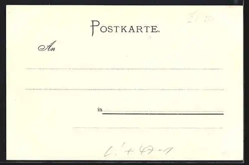 Lithographie Erlangen, Teilansicht Collegienhaus, studentische Szene