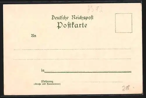 Lithographie Glücksburg, Hotel-Stadt Hamburg, Strandhotel Glücksburg, Königs-Eiche