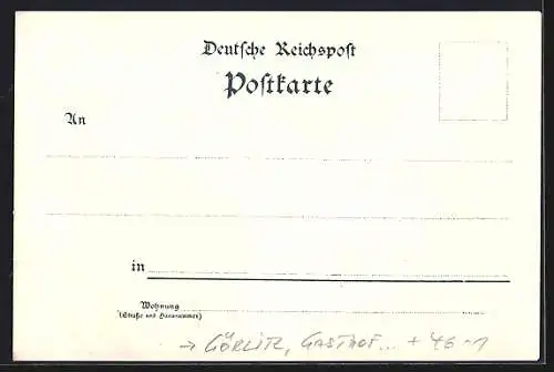 Lithographie Görlitz, Ansicht der Landeskrone mit Strassenbahn, Kaiser Friedrich-Denkmal