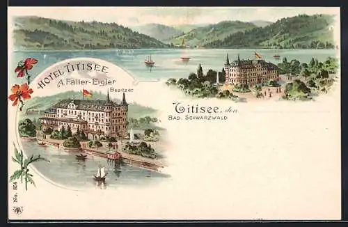 Lithographie Titisee, Hotel Titisee, Bes. A. Faller-Eigler