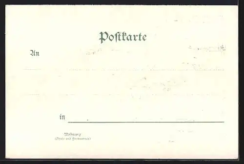 Lithographie Thumsee, Restaurant am Ufer, Jäger