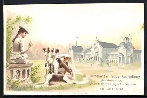 Lithographie Erfurt, III. Internationale Hunde-Ausstellung des Verbandes deutscher kynologischer Vereine 1894