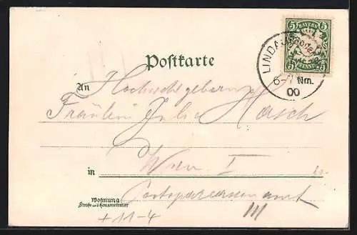 Lithographie Lindau i. B., VIII. Bodensee Verkehrs Beamten Reunion 1900 mit Wappen