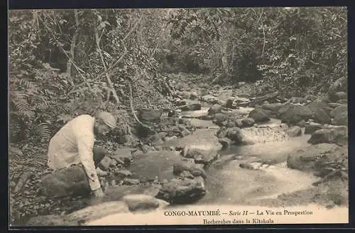 AK Congo-Mayumbé, La vie en Prospection Recherches dans la Kitokola, Gold-Bergbau