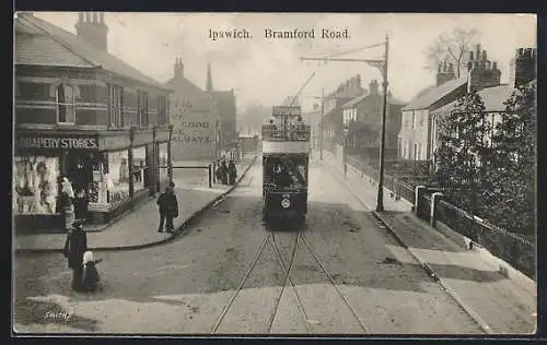 AK Ipswich, Bramford Road, Strassenbahn