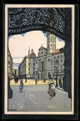 Künstler-AK sign. Franz Süsser, Kilophot Nr. A 107: Wien, Michaelerplatz