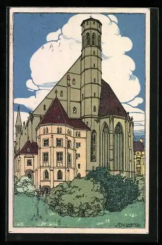 Künstler-AK sign. Karl Schwetz: Wien, Minoritenkirche, Kilophot-Karte A 120