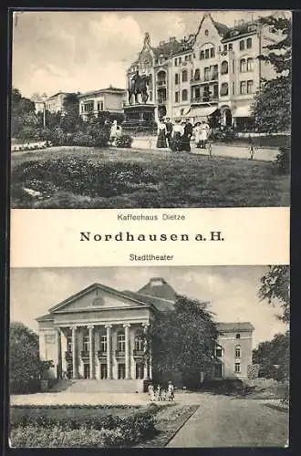 AK Nordhausen a. H., Cafe Dietze, Stadttheater