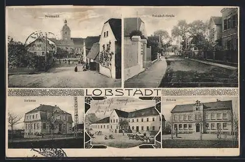 AK Lobstädt, Rathaus, Neumarkt, Schule