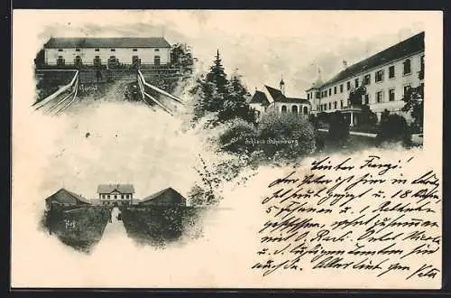 AK Pocking, Schloss Schönburg mit Gestüt und Hof