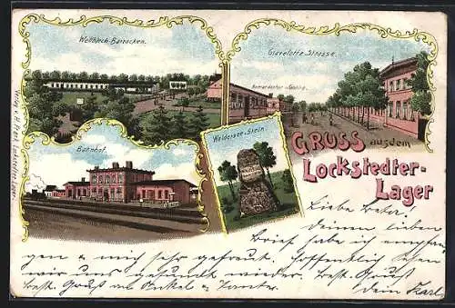 Lithographie Lockstedter Lager, Bahnhof, Gravelotte-Strasse, Waldersee-Stein