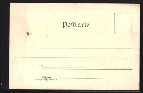 Lithographie Brandenburg / Havel, Gesamtansicht, Kriegerdenkmal, Rathaus und Postamt, Wappen