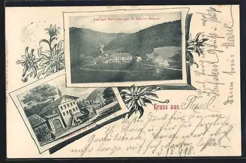 AK Rusel, Gasthaus auf der Rusel, Landgut Maxhofen und die Ruseler Strasse