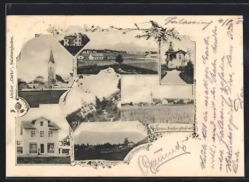 AK Salzburghofen, Kirche, Wohnhaus, Ortspartie