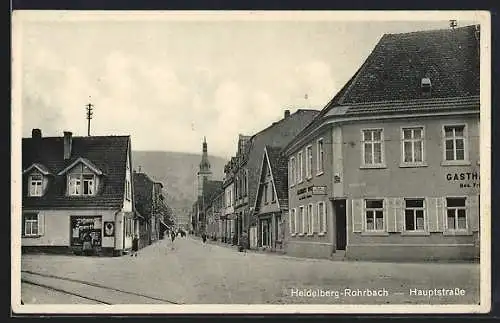 AK Heidelberg-Rohrbach, Hauptstrasse mit Gasthaus und Geschäften