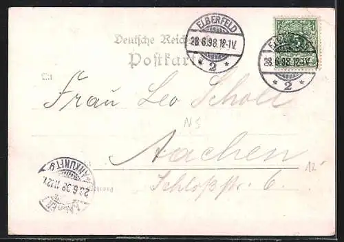 Lithographie Hardenberg / Neviges, Krankenhaus, Wallfahrtskirche u. Kloster, Totalansicht