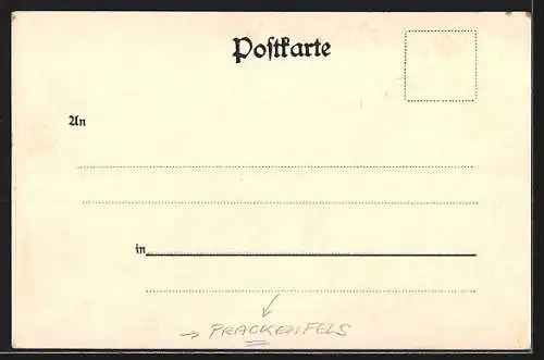 AK Prackenfels, Mederers Kurhotel, Lachmannshof, Rosch, Wasserfall bei der Prethalmühle