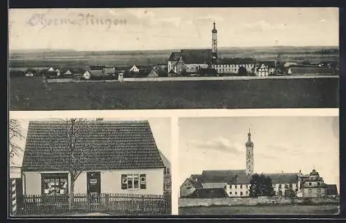 AK Obermedlingen, Geschäft, Kirche und Ortsansicht
