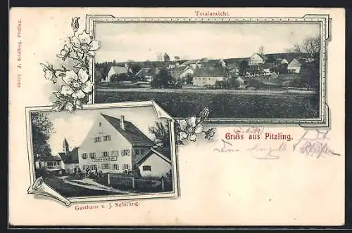 AK Pitzling, Gasthaus von J. Schilling, Totalansicht