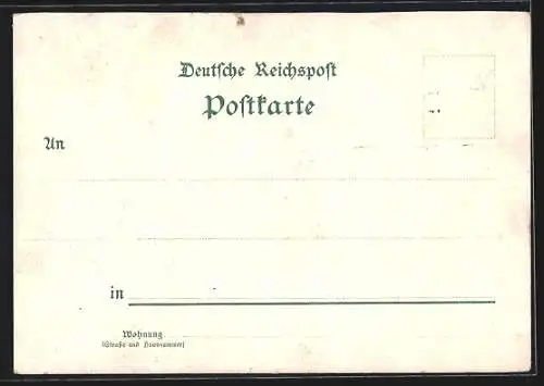 Lithographie Wiesdorf a. Rh., Gastwirtschaft von Fr. Lützenkirchen, Innere Ansicht mit Grotte und Ansicht von hinten