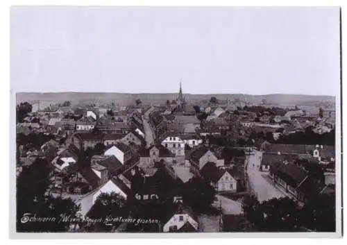 Fotografie unbekannter Fotograf, Ansicht Schwerin / Warthe, Panorama vom Kirchturm der evangelischen Kirche gesehen