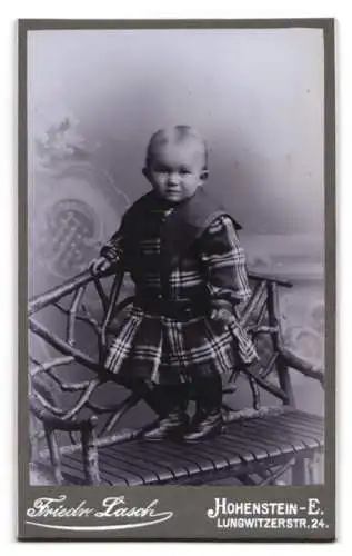 Fotografie Friedrich Lasch, Hohenstein-Ernstthal, Lungwitzerstr. 24, Glücksklee & Blumenblüten, Rückseitig Portrait