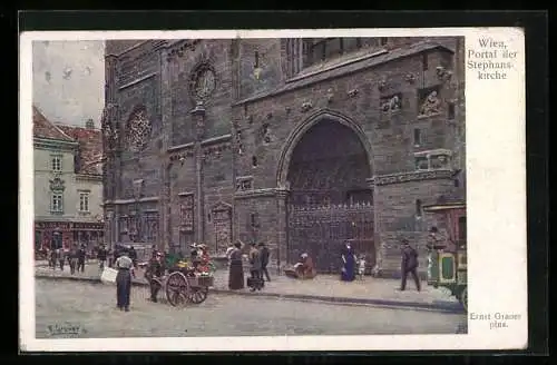 Künstler-AK Ernst Graner: Wien, Portal der Stephanskirche