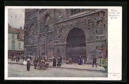 Künstler-AK Ernst Graner: Wien, Portal der Stephanskirche