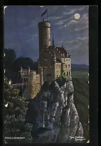 Künstler-AK Hans Boettcher: Lichtenstein, Schloss Lichtenstein