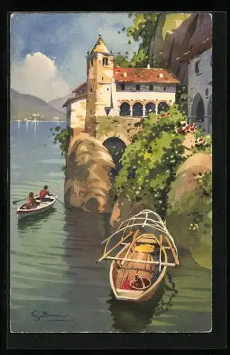 Künstler-AK S. Bonelli: Santa Caterina del Sasso, Lago Maggiore