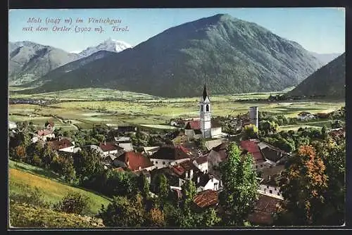 AK Mals, Totale mit Blick auf den Ortler