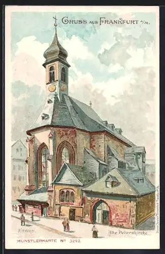 Lithographie Frankfurt /Main, Alte Peterskirche