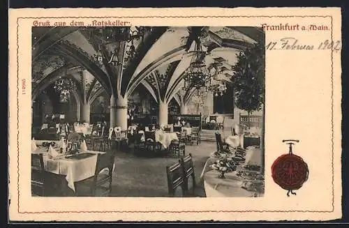 AK Frankfurt a. Main, Gasthaus Rathskeller, Innenansicht