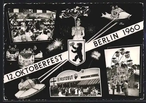 AK Berlin-Reinickendorf, Kurt-Schuhmacher-Damm während des 12. Oktoberfestes 1960