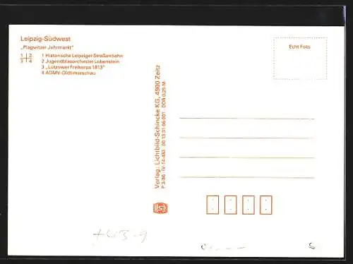 AK Leipzig, Plagwitzer Jahrmarkt, Historische Strassenbahn, Jugendblasorchester Lobenstein