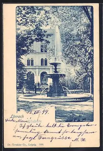 AK Lörrach, Fontäne auf dem Hebelplatz