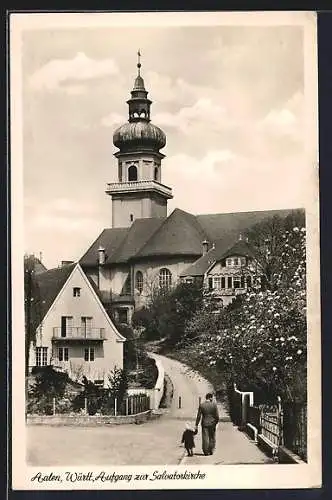 AK Aalen /Württ., Aufgang zur Salvatorkirche