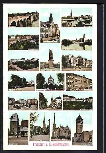 AK Frankfurt a. M.-Sachsenhausen, Untermainbrücke, Friedhofsportal, Eiserner Steg