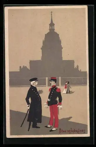 AK Paris, Dôme des Invalides, Soldat und Versehrter