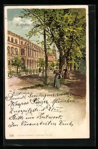 Künstler-AK Karl Heinisch: München, Partie im Hofgarten