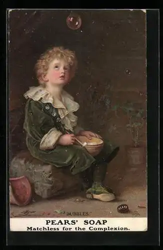 AK Bubbles Kleines Kind mit Seifenblasen