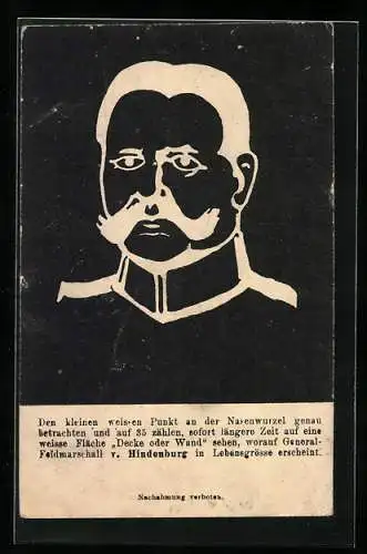 AK Paul von Hindenburg als Negativbild, optische Täuschung