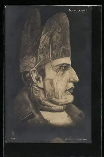 AK Napoleon I. hat Schlachtbilder im Kopf